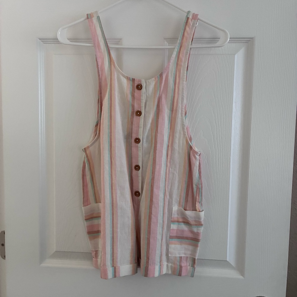 Roxy Girls' "Long Way From Home" Linen Blend Romper, Size Medium, NWT